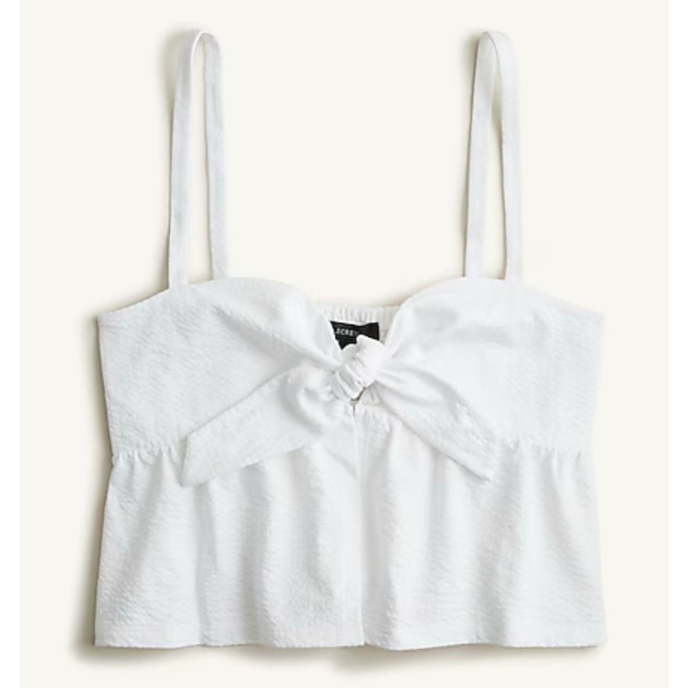 J Crew Seersucker tie-front top